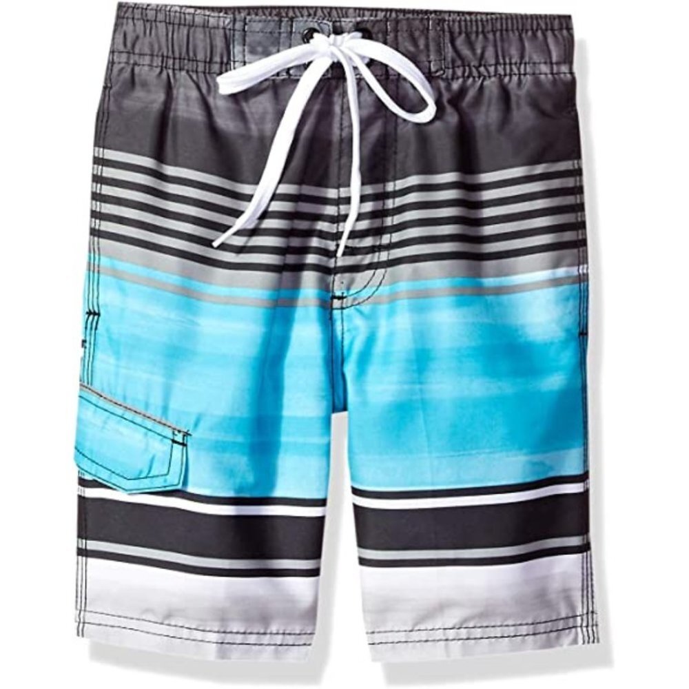 KANU SURF Boys' Aqua & Gray Avalon Quick Dry UPF 50+ Swim Trunks Size 4 NWT